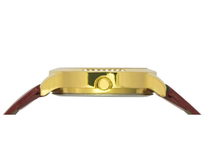 Crystal Studded Maroon Dial Leather Strap Watch TMTL10403T - KRISHNA WATCH COMPANY