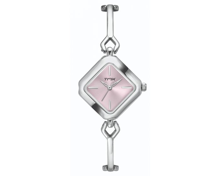 Silver Dial Geometric Semi Bangle Bracelet Watch TMTL10900T - KRISHNA WATCH COMPANY