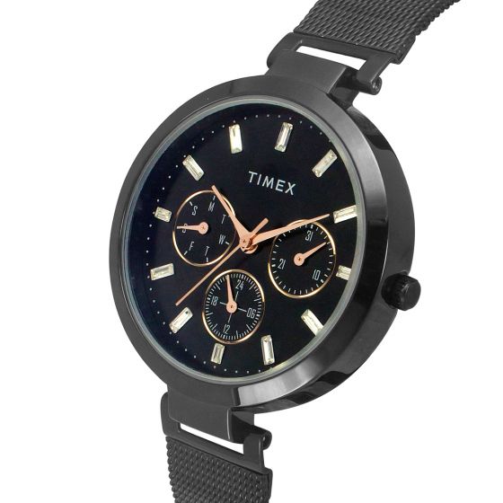 TIMEX FASHION WOMEN'S BLACK DIAL ROUND CASE MULTIFUNCTION FUNCTION WATCH -TW000X243 - KRISHNA WATCH COMPANY