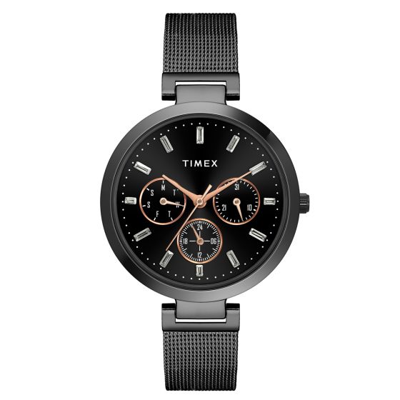 TIMEX FASHION WOMEN'S BLACK DIAL ROUND CASE MULTIFUNCTION FUNCTION WATCH -TW000X243 - KRISHNA WATCH COMPANY