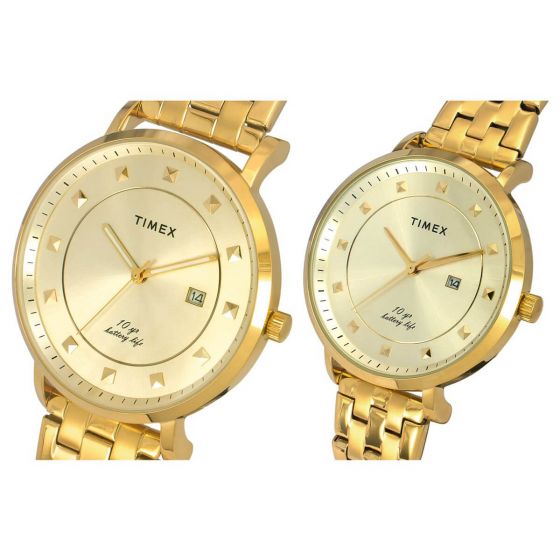 TIMEX ANALOG CHAMPAGNE DIAL PAIRS WATCH-TW00PR280 - KRISHNA WATCH COMPANY