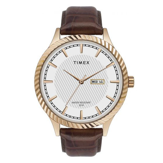 TIMEX ANALOG WHITE DIAL MEN'S WATCH- TW0TG7503