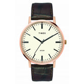 TIMEX CLASSICS MEN'S BEIGE DIAL ROUND CASE 3 HANDS FUNCTION WATCH -TW0TG8002