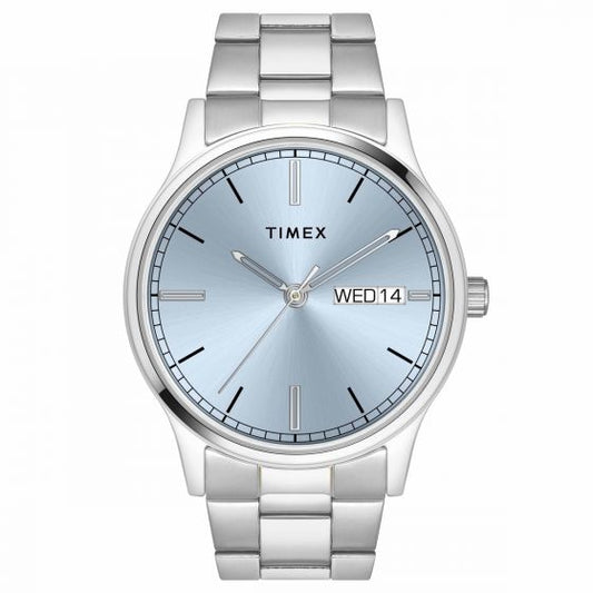 TIMEX CLASSICS COLLECTION PREMIUM QUALITY MEN'S ANALOG BLUE DIAL COLOURED QUARTZ WATCH, ROUND DIAL WITH 42MM CASE WIDTH - TW0TG8312