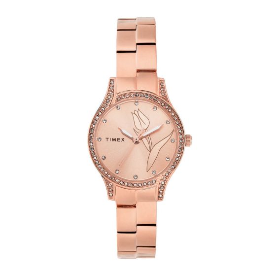 TIMEX EMPERA WOMEN'S ROSE GOLD DIAL ROUND CASE 3 HANDS FUNCTION WATCH -TW0TL9503 - KRISHNA WATCH COMPANY