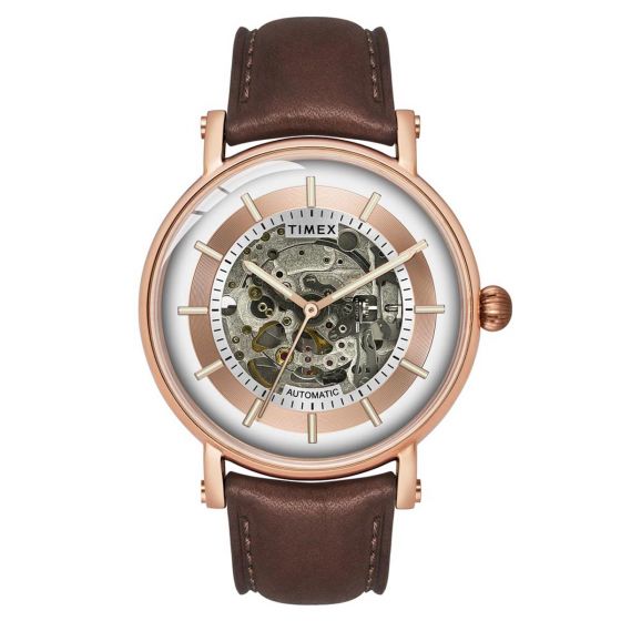TIMEX MEN'S SILVER DIAL FULL SKELETON AUTOMATIC WATCH TWEG16715 - KRISHNA WATCH COMPANY