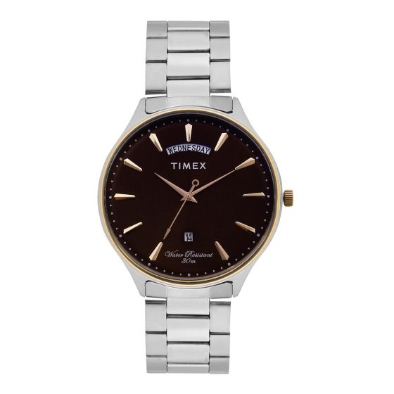 TIMEX FASHION MEN'S BROWN DIAL ROUND CASE DAY DATE FUNCTION WATCH -TWEG16906 - KRISHNA WATCH COMPANY