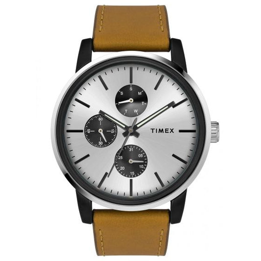 TIMEX FUSION MULTIFUNCTION ANALOG SILVER DIAL MEN'S WATCH - TWEG18901