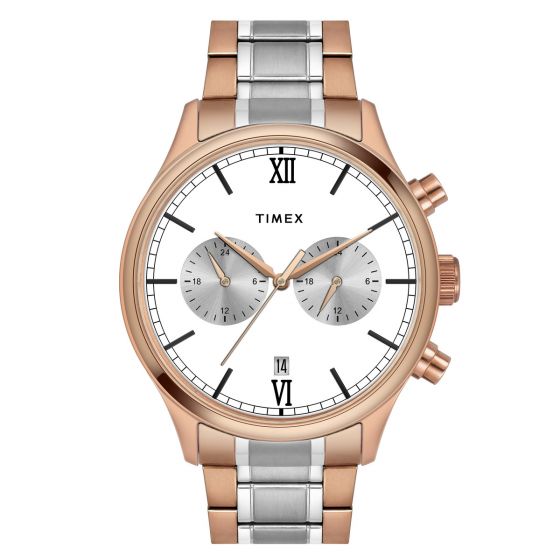 TIMEX FASHION MEN'S SILVER DIAL ROUND CASE DUAL TIME FUNCTION WATCH -TWEG19810 - KRISHNA WATCH COMPANY