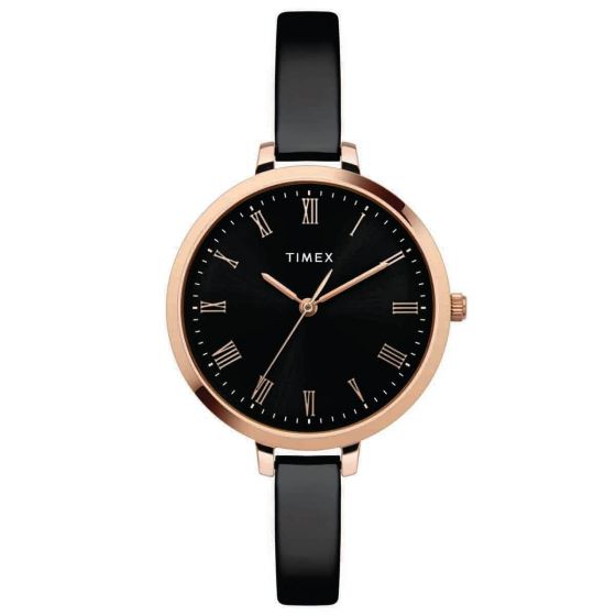 TIMEX MINIMALIST BLACK DIAL WATCH WITH BLACK BRACELET-TWEL12818 - KRISHNA WATCH COMPANY