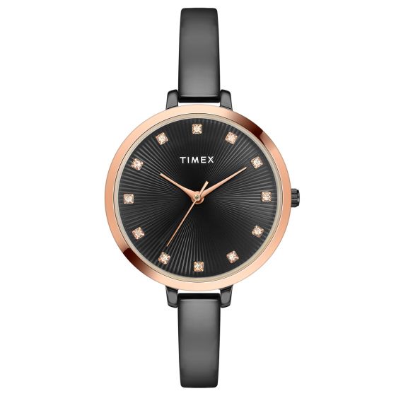 TIMEX FASHION WOMEN'S BLACK DIAL ROUND CASE 3 HANDS FUNCTION WATCH -TWEL12823 - KRISHNA WATCH COMPANY