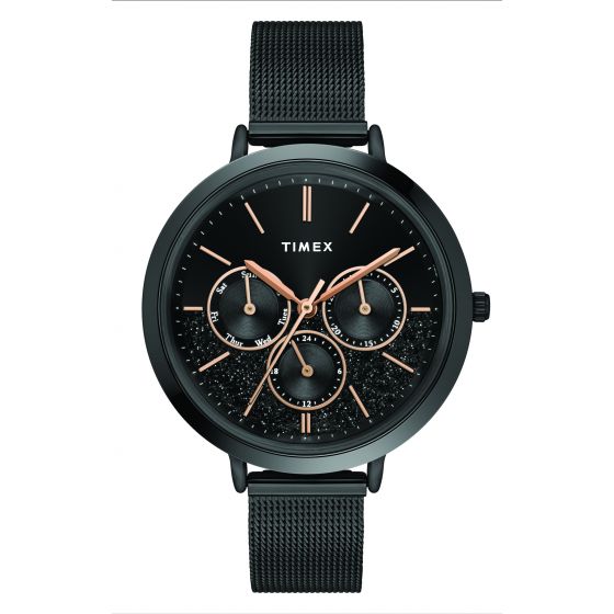 TIMEX STAR DUST MULTIFUNCTION ANALOG BLACK DIAL WOMEN'S WATCH-TWEL14501 - KRISHNA WATCH COMPANY