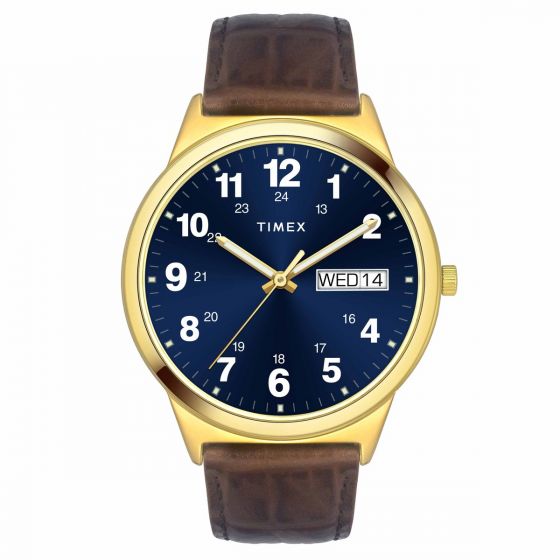 TIMEX CLASSICS COLLECTION PREMIUM QUALITY MEN'S ANALOG BLUE DIAL COLOURED QUARTZ WATCH, ROUND DIAL WITH 41MM CASE WIDTH - TWTG10001 - KRISHNA WATCH COMPANY