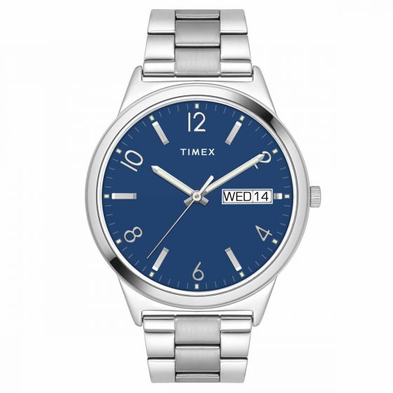 TIMEX CLASSICS COLLECTION PREMIUM QUALITY MEN'S ANALOG BLUE DIAL COLOURED QUARTZ WATCH, ROUND DIAL WITH 41MM CASE WIDTH - TWTG10003 - KRISHNA WATCH COMPANY