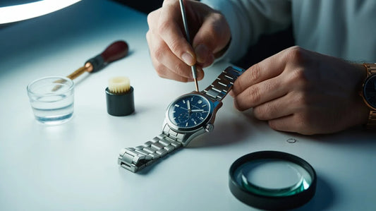 a-photograph of a man hands cleaning watch