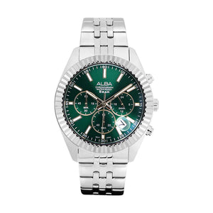 ALBA Forest Green Dial Chronograph Watch AT3H15X1 - KRISHNA WATCH COMPANY