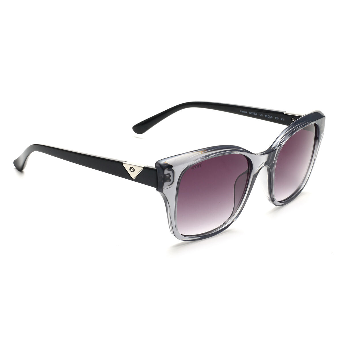 Scott Sunglasses Gradient Grey Lens Fashion Sunglass Crystal Grey Frame SC 2522 C3