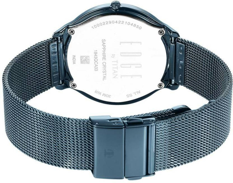Titan Edge Watch with Blue Dial in Anthracite Case 1843QM01 - KRISHNA WATCH COMPANY