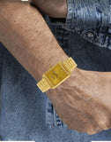 Sonata Champagne Dial Golden Stainless Steel Strap Watch 7007YM05
