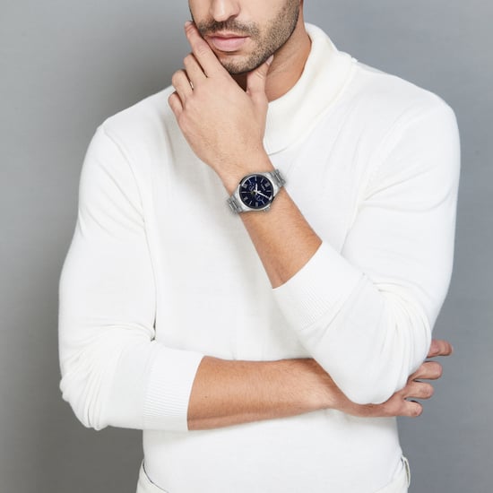 Timex Silver Case 44mm Dark Blue Dial Men's Watch TWEG19944