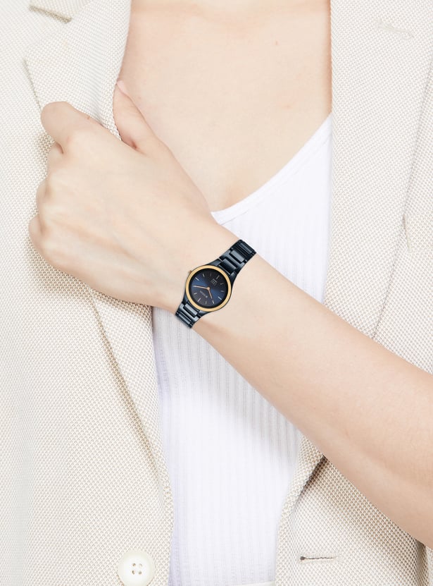 Titan Edge Bicolour Quartz Analog Blue Dial Blue Ceramic Strap Watch For Women 2653kc11