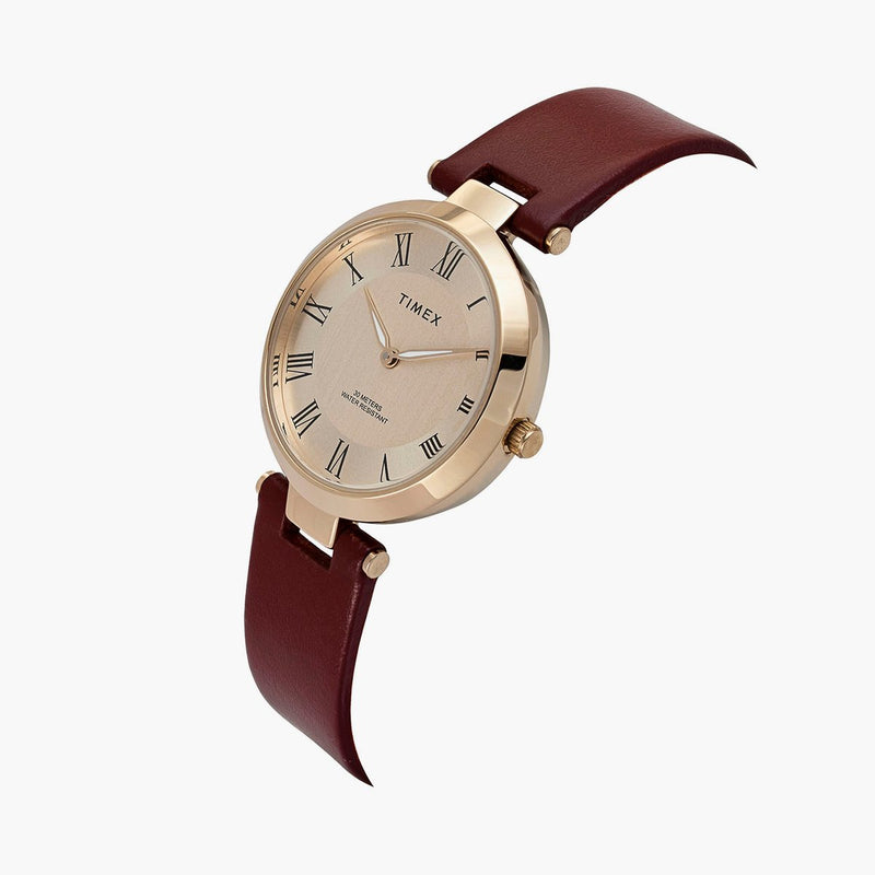 Timex Roman Rose Gold Dial Analog Women's Watch - TWEL19211