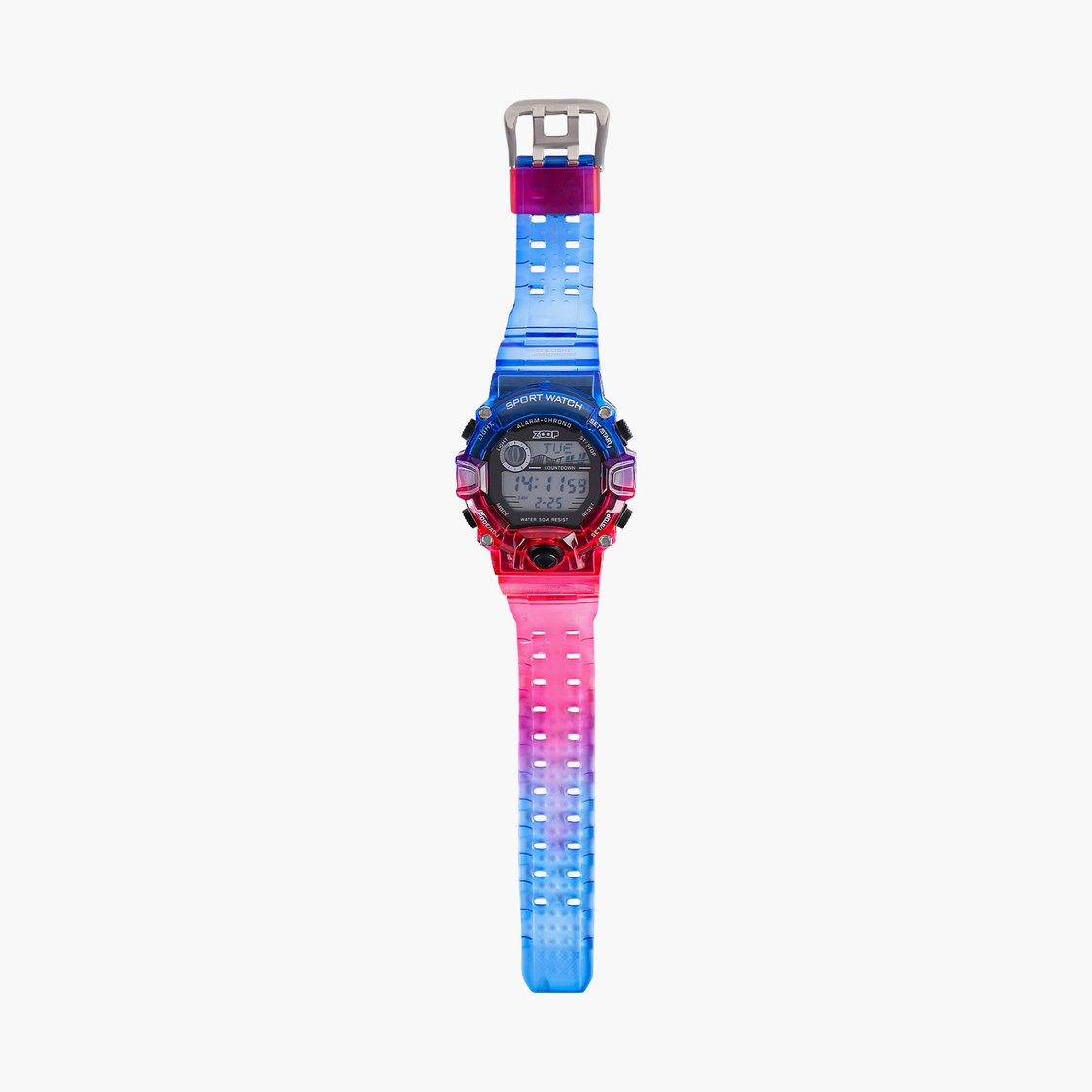 Zoop Digital Watch with Digital Dial & Transparent Blue Red Strap for Boys Kids, from House of Titan 16051pp05