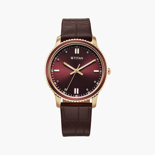 TITAN Purple Sports Fashion Leather Strap Analog Watch - 2766KL01