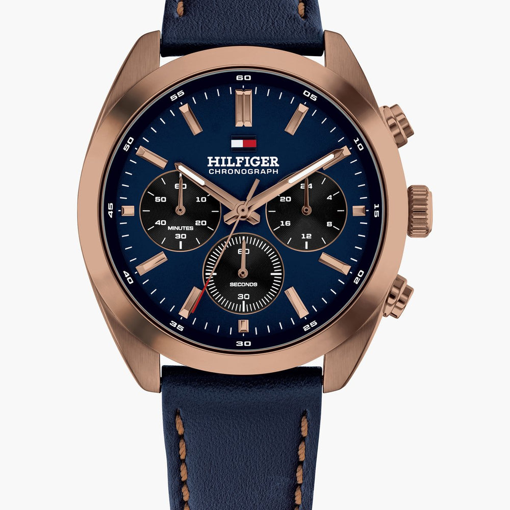 TOMMY HILFIGER Hudson Leather Strap Chronograph Watch - TH1710721W - KRISHNA WATCH COMPANY