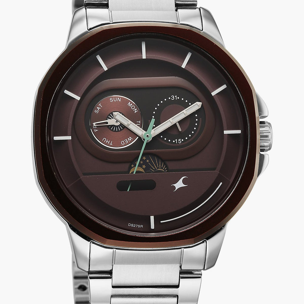 Fastrack Street Opulence Quartz Sun Moon Multifunction Watch For Guys 3303KM05 - KRISHNA WATCH COMPANY