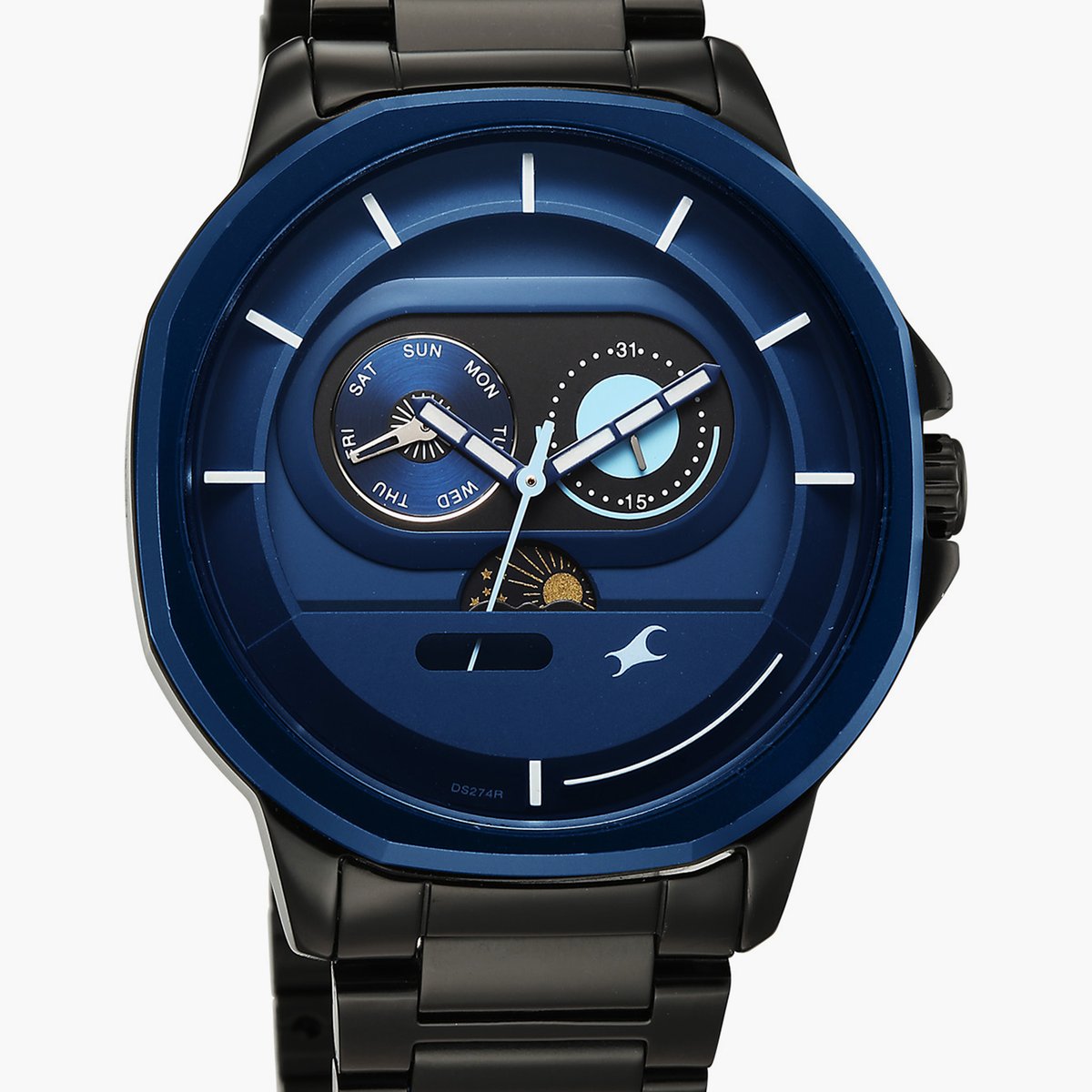 Fastrack Street Opulence Quartz Sun Moon Multifunction Watch For Guys 3303KM07 - KRISHNA WATCH COMPANY