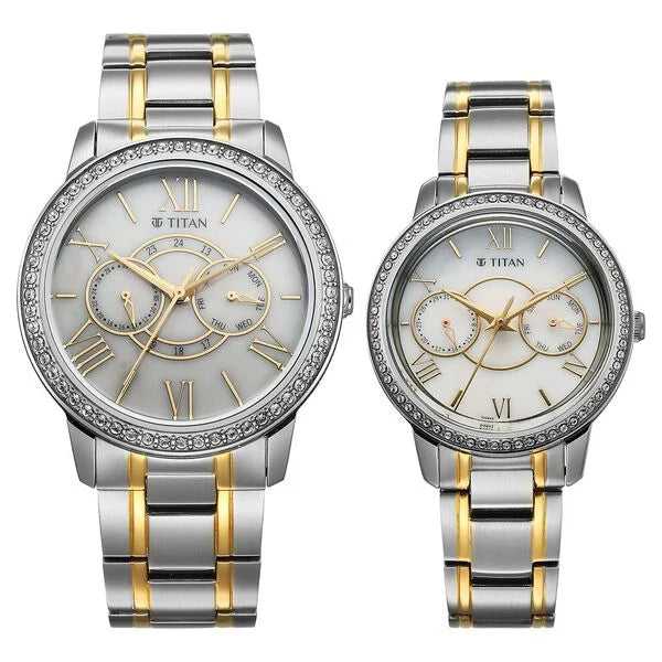 Titan Royal Bandhan Quartz Analog with Day and Date Watch For Couple 100022778bm01