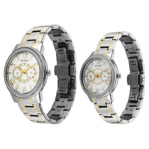 Titan Royal Bandhan Quartz Analog with Day and Date Watch For Couple 100022778bm01