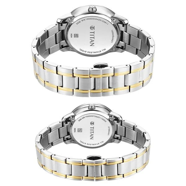 Titan Royal Bandhan Quartz Analog with Day and Date Watch For Couple 100022778bm01
