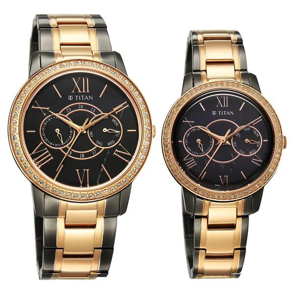 Titan Royal Bandhan Quartz Analog with Day and Date Watch For Couple 100022778km01