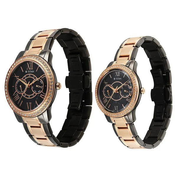 Titan Royal Bandhan Quartz Analog with Day and Date Watch For Couple 100022778km01