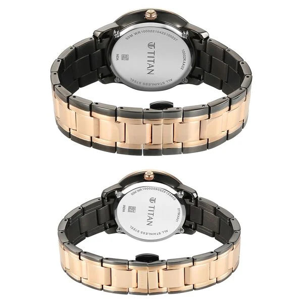 Titan Royal Bandhan Quartz Analog with Day and Date Watch For Couple 100022778km01