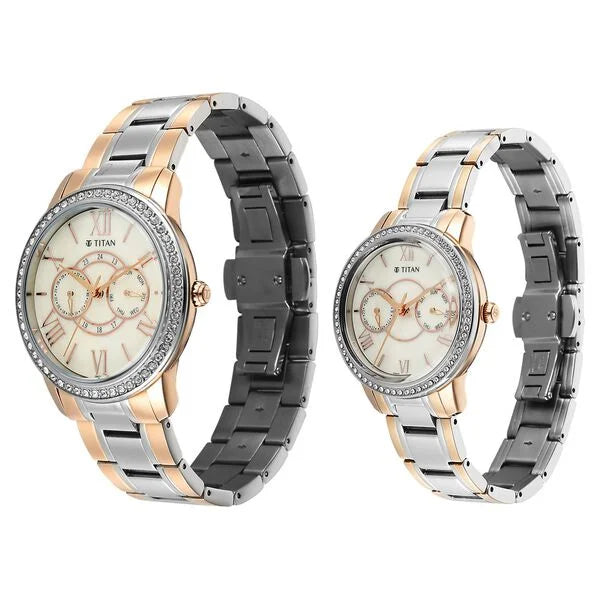 Titan Royal Bandhan Quartz Analog with Day and Date Watch For Couple 100022778km02