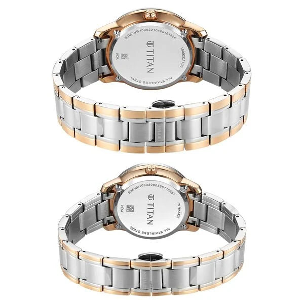 Titan Royal Bandhan Quartz Analog with Day and Date Watch For Couple 100022778km02
