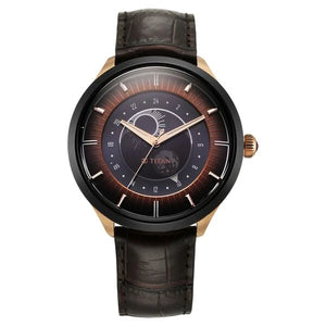 Titan Stellar Quartz Analog Sun Moon Phase Brown Dial Leather Strap Watch For Men 10028kl02 - KRISHNA WATCH COMPANY
