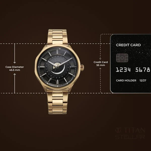 Titan Stellar Analog with Sun Moon Phase Strap Watch for Men 10028wm01