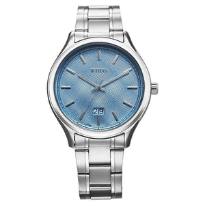 Titan Palette Of Time Quartz Analog with Date Blue Dial Stainless Steel Strap Watch For Men 10033sm01 - KRISHNA WATCH COMPANY