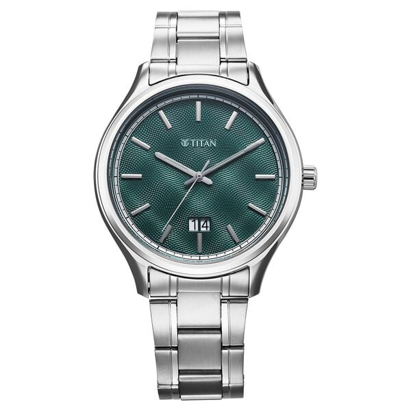 Titan Palette Of Time Quartz Analog with Date Green Dial Stainless Steel Strap Watch For Men 10033sm03 - KRISHNA WATCH COMPANY