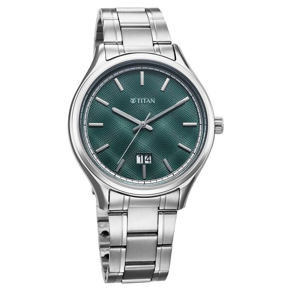 Titan Palette Of Time Quartz Analog with Date Green Dial Stainless Steel Strap Watch For Men 10033sm03 - KRISHNA WATCH COMPANY