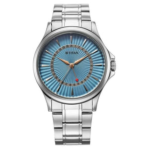 Titan Karishma Quartz Analog with Date Blue Dial Stainless Steel Strap Watch For Men 10038sm01 - KRISHNA WATCH COMPANY