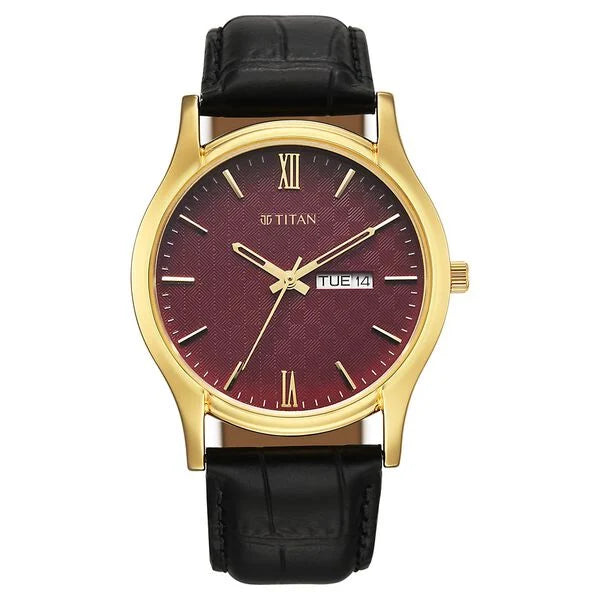 Titan Karishma Regal Classic Day-Date Men's Dress Watch 10059yl03