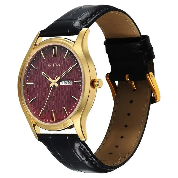Titan Karishma Regal Classic Day-Date Men's Dress Watch 10059yl03