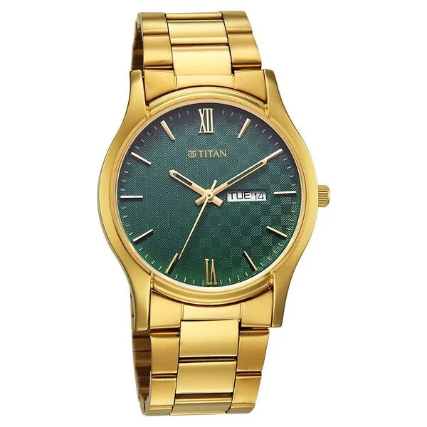 Titan Karishma Regal Classic Day-Date Men's Dress Watch 10059ym02
