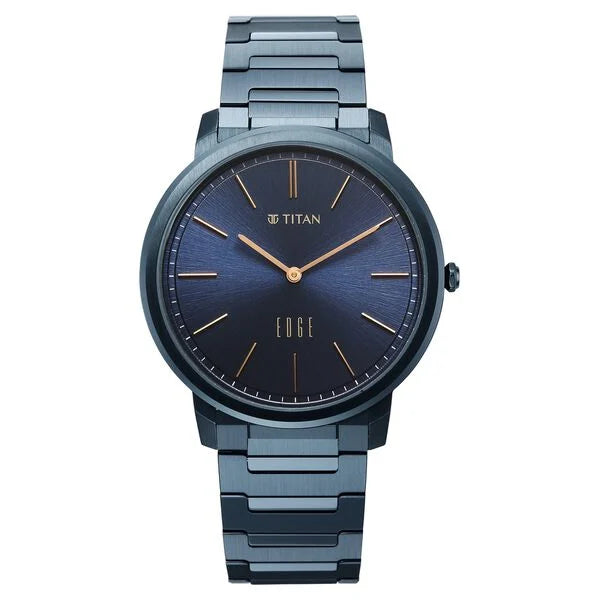 Titan Edge Meister Quartz Analog Blue Dial Blue Stainless Steel Strap Watch For Men 10065qm03