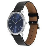 Titan Edge Meister Quartz Analog Blue Dial Black Leather Strap Watch For Men 10065sl02
